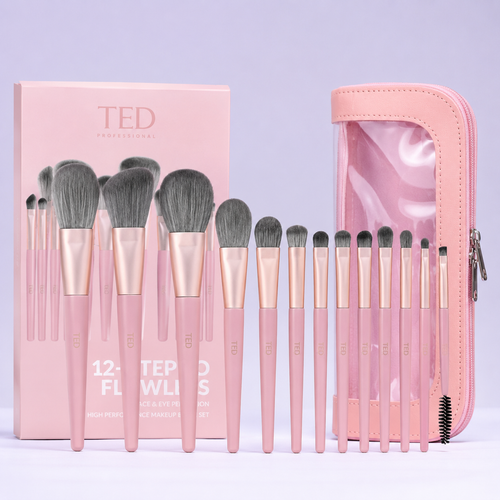 ست براش آرایشی 12 تکه تد (TED) همراه کیف زیپی